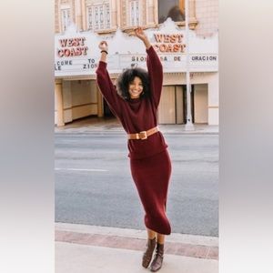 Callahan Hannah Maxi Knit Skirt, Oxblood, XS, NWT